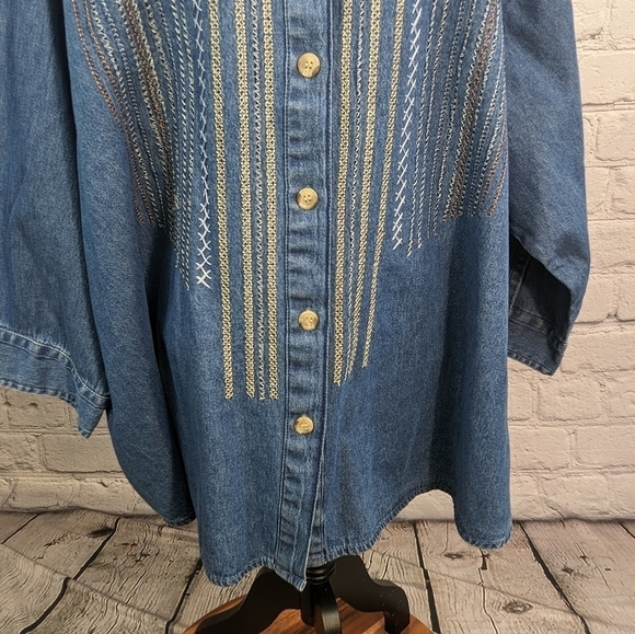 Maggie & Max Women's Long Sleeve Button Up Stitch Front Top Plus Size 4x B18 - Picture 7 of 9